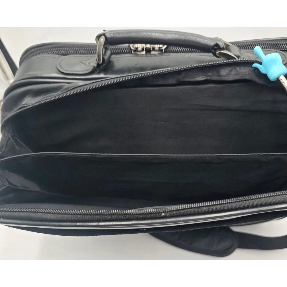 Black Faux Leather Laptop Briefcase Messenger Bag Professional Bag 15x12x6in